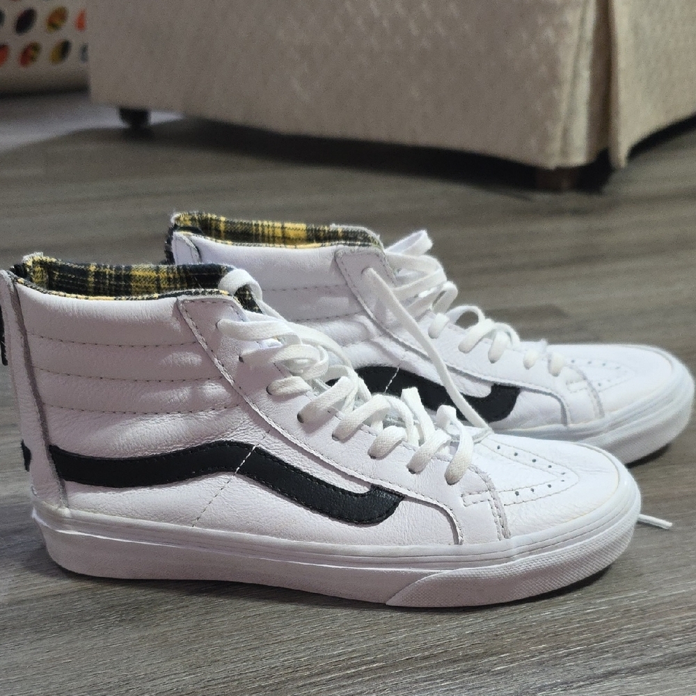 Vans White and Black High-Top Sneakers